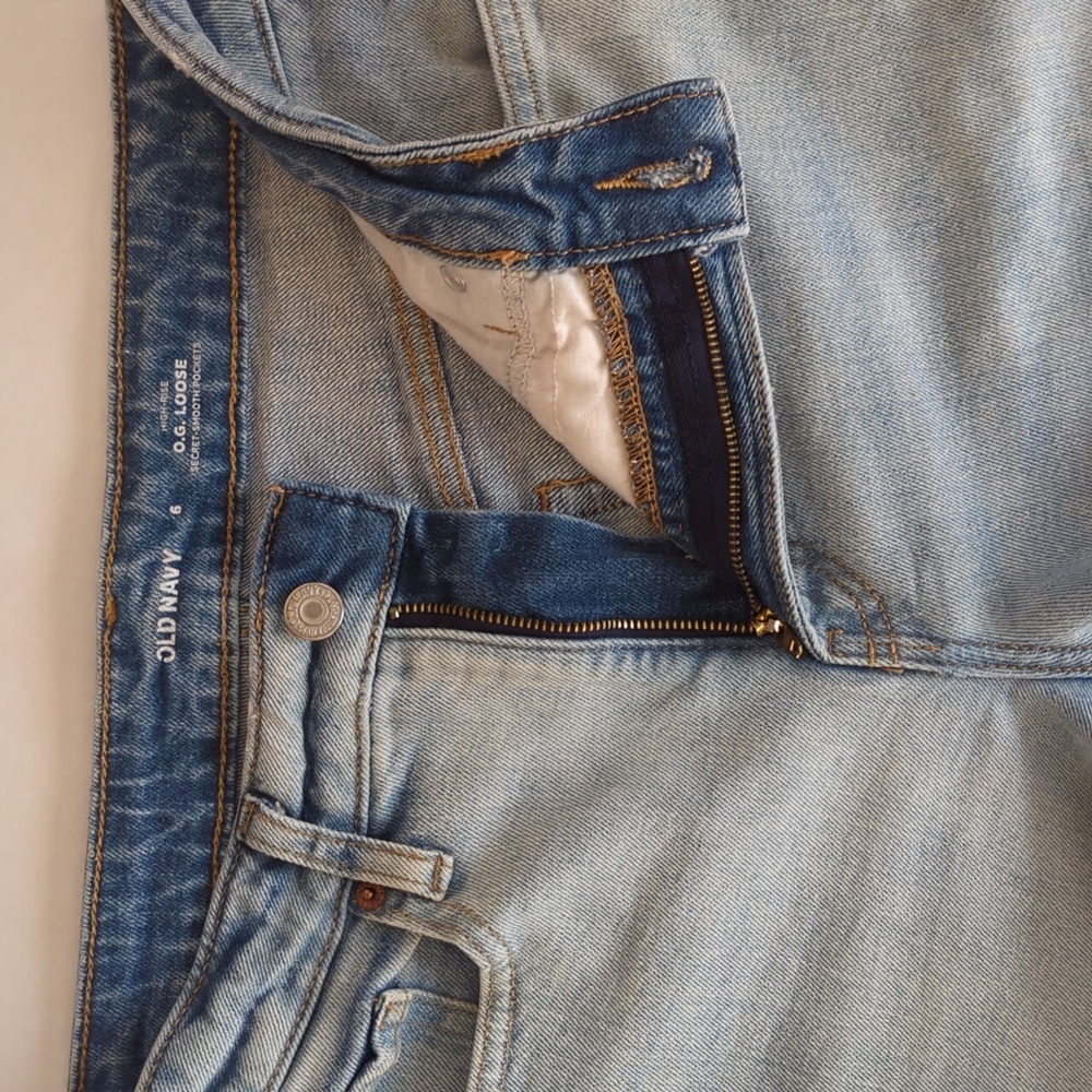 Old Navy High-Rise O.G. Loose Straight Secret-Smooth Pockets Mom Jeans 6 Blue - Picture 11 of 15